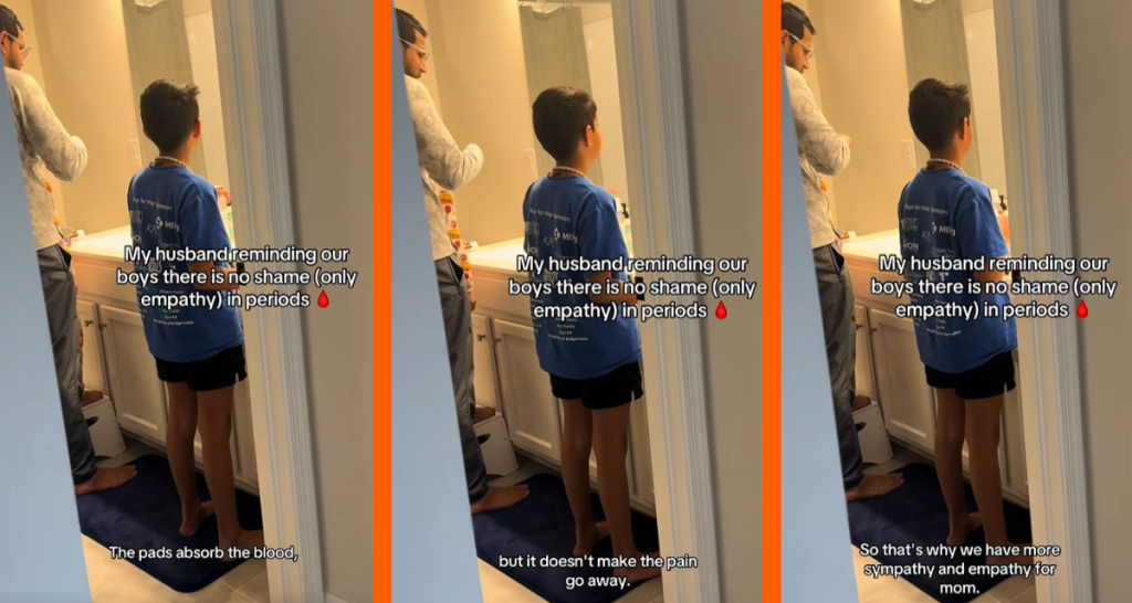 Dad is praised for his patient explanation of their mom’s period to his two young sons