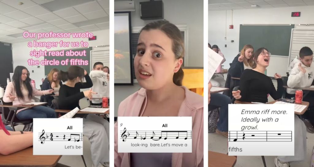 Teacher creates ‘Circle of Fifths’ song for his kids to sing on the spot. The solos are everything.