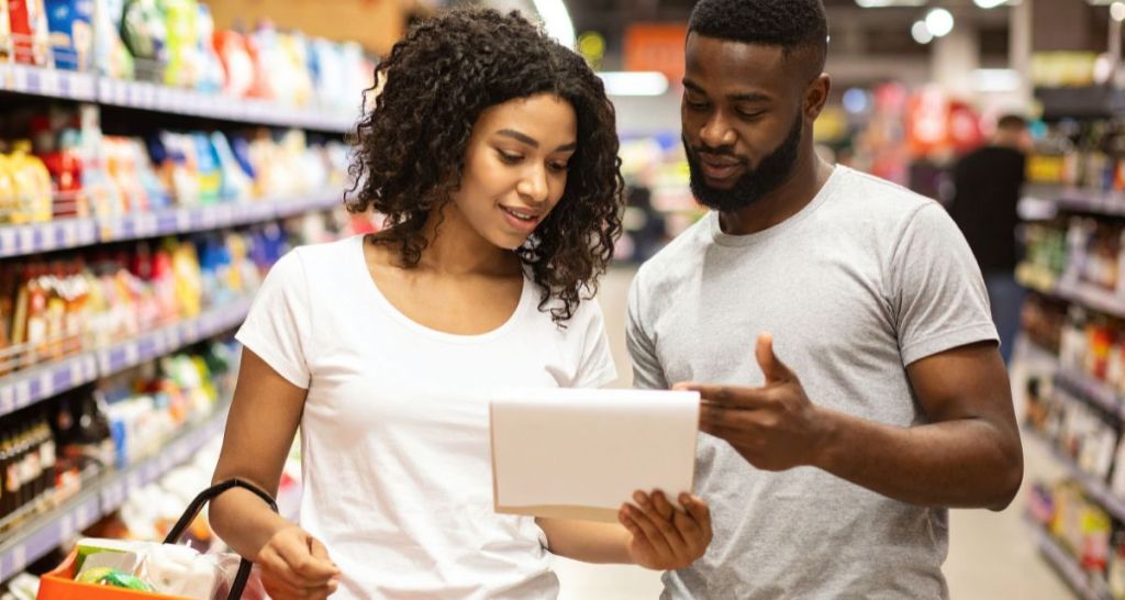 grocery shopping, boys, man teaching boys, division of labor, community