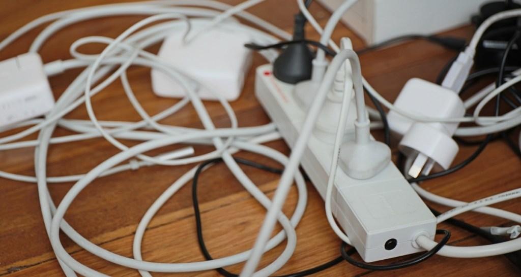 power strip, cords, technology