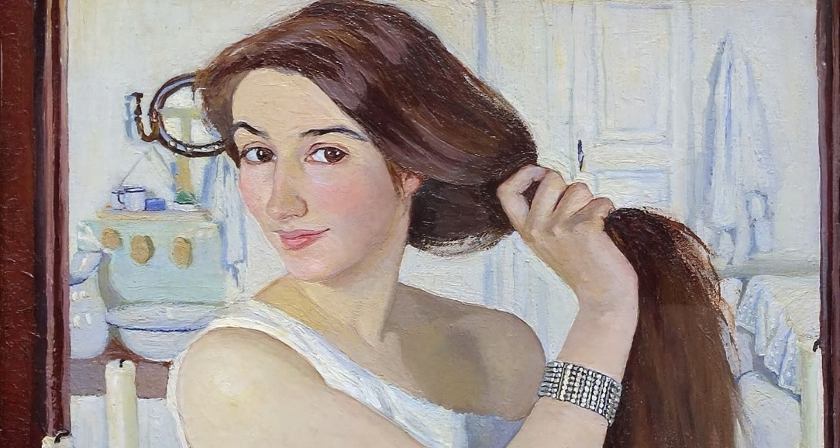 at the dressing table, painting, zinaida serebriakova