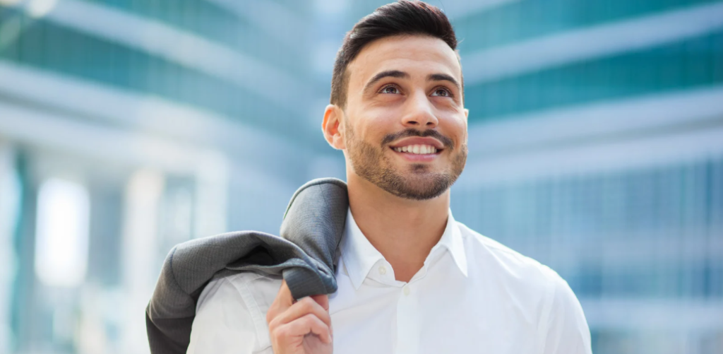 confident man, business man, self-assured, healthy confidence, man in suit