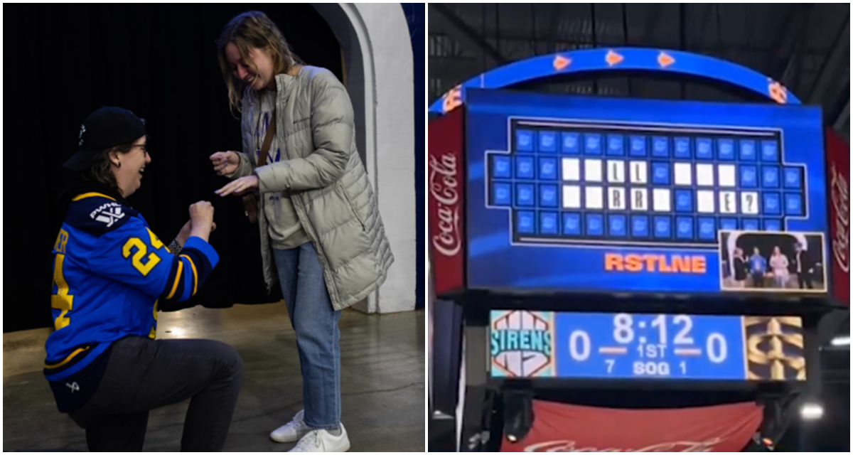 proposal, wheel of fortune, toronto sceptres. women's hockey, lgbtq