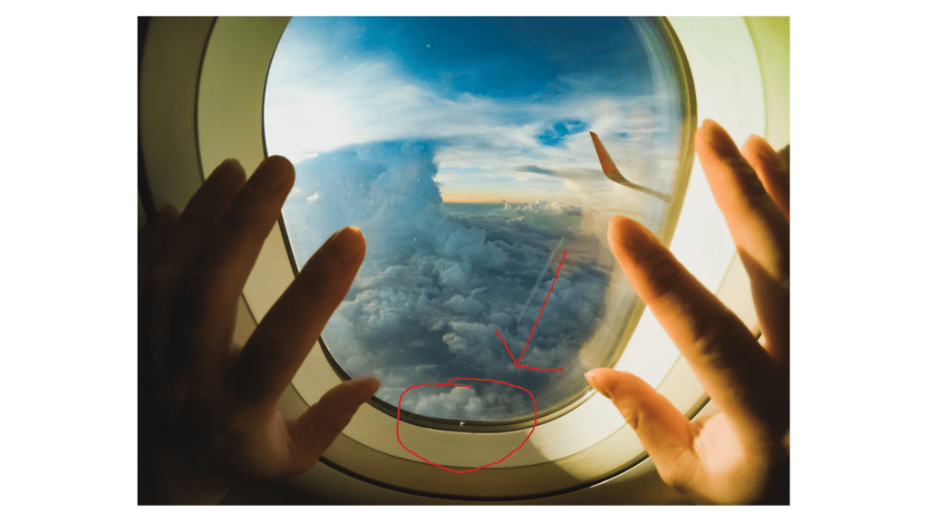 pane window, window hole, looking out window, aviation, commercial airliner