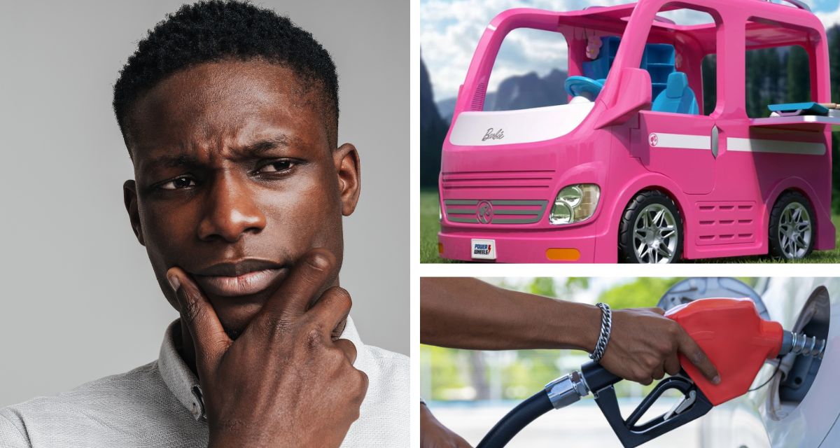 barbie car, gas prices, money