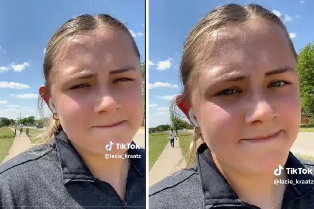 Nail-biting video shows a woman as she realizes a creepy man is following her