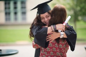 graduation, graduate, cap and gown, hugging graduate