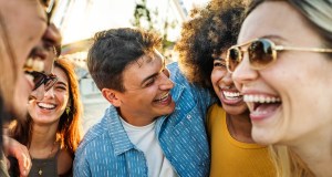 friends, laughing, phone-free, staying present