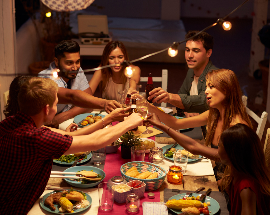dinner party, gathering, friends, 