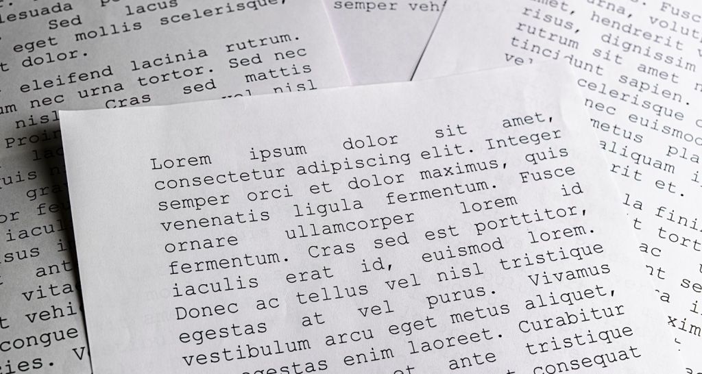 Lorem ipsum, placeholder text, typography