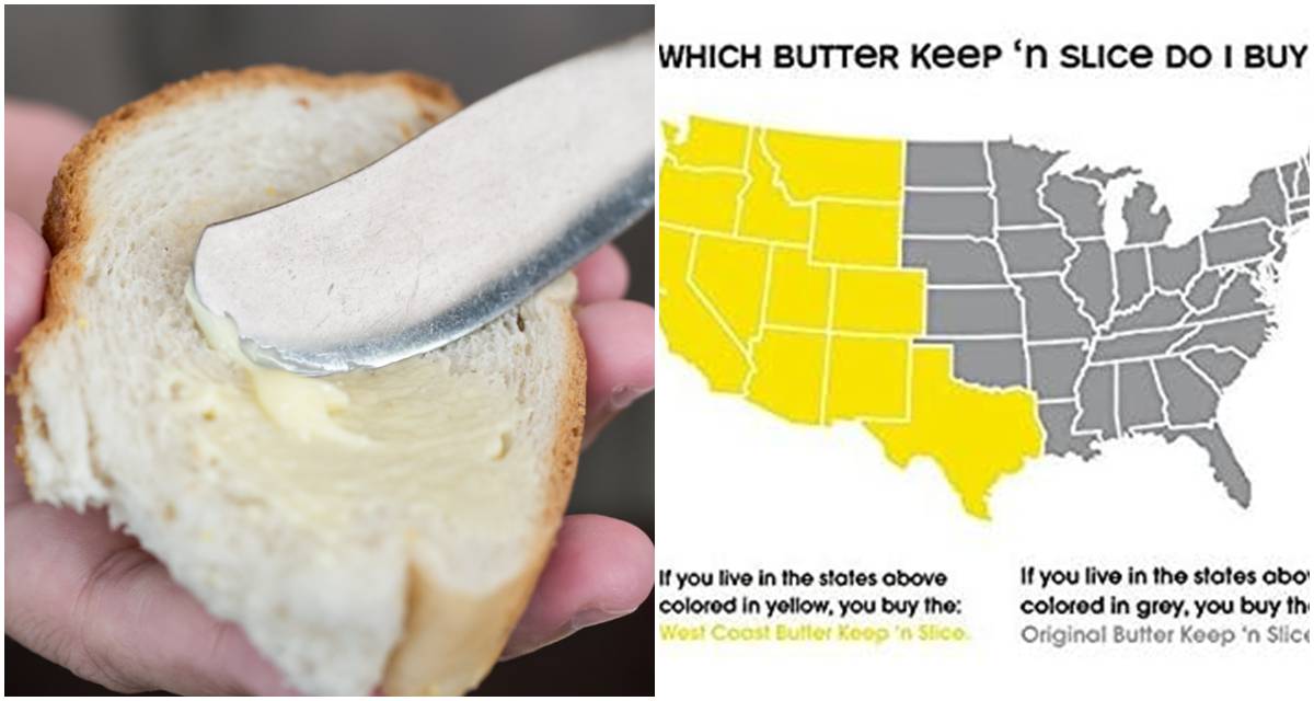 butter, west coast butter, east coast butter, bread, us map