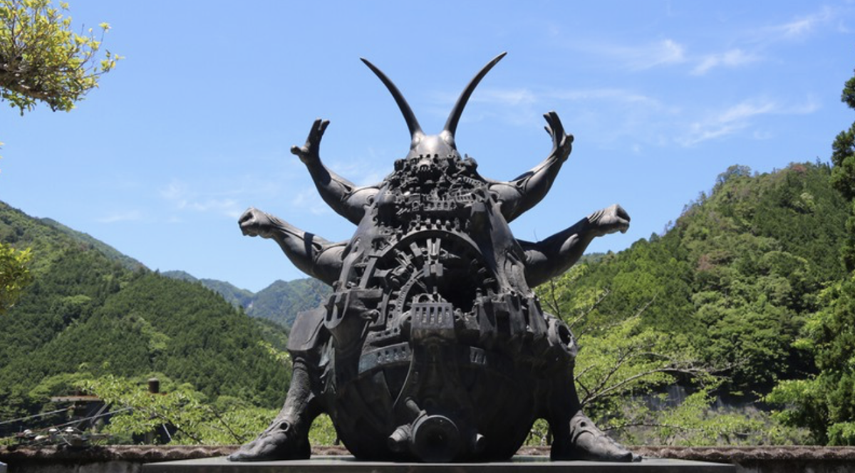 bronze statue, Gokiburiten, nara prefecture, green trees, blue sky