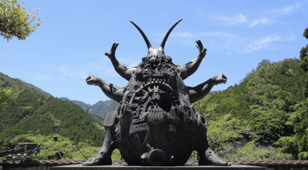 bronze statue, Gokiburiten, nara prefecture, green trees, blue sky