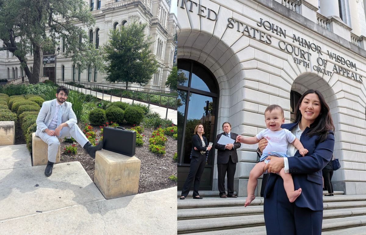 Daniel Hatoum (left) and Sarah Chen with son Mills (right)