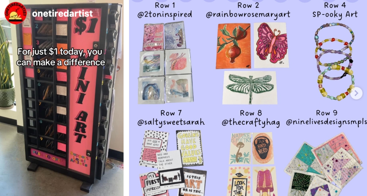 Minnesota artist uses vending machine to sell tiny $1 art. It’s already made $3,000.