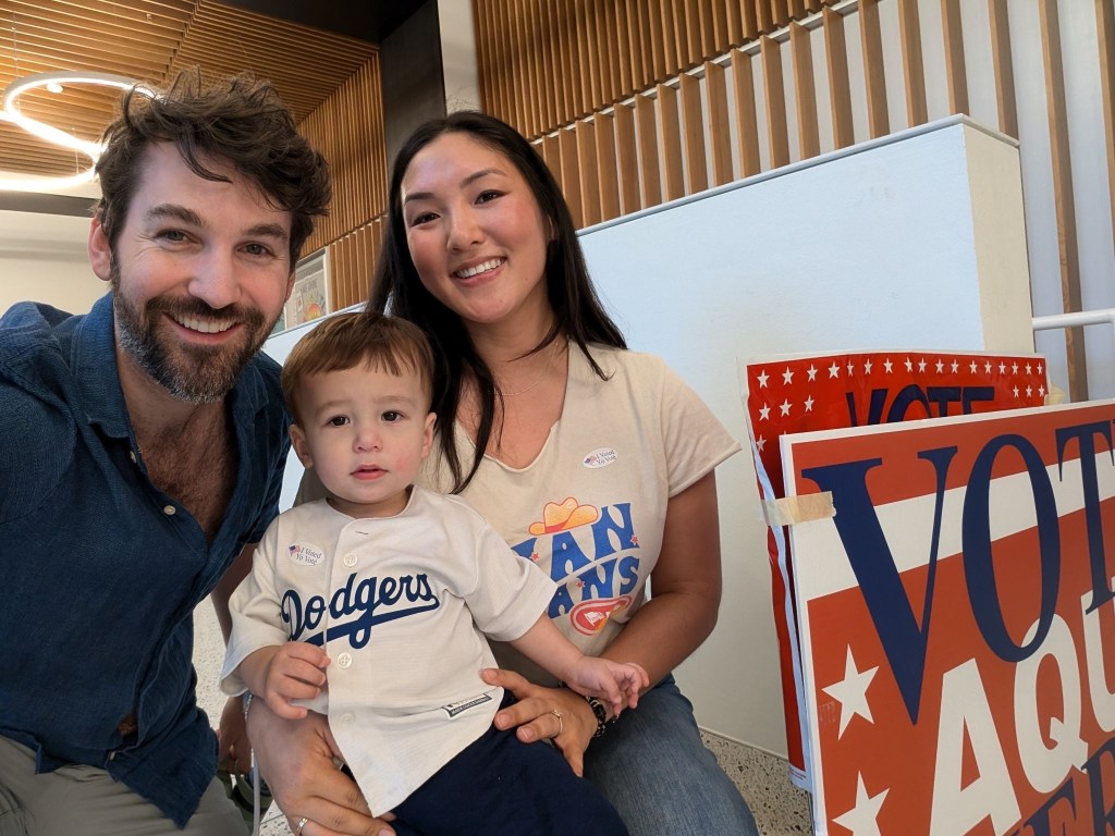 Sarah Chen and her family voting