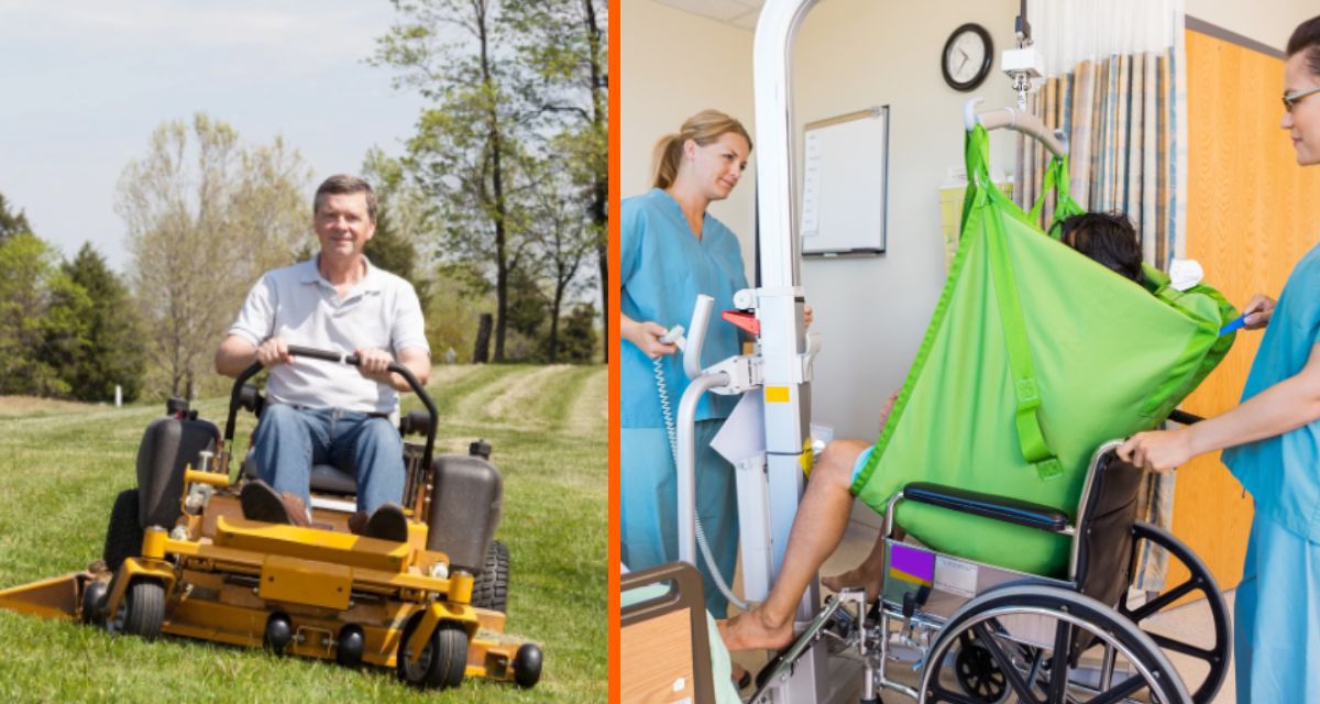 hoyer lift, hoyer, lawn mower, lawn care, quadriplegic