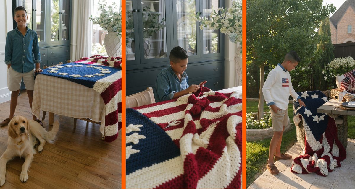 american flag, greyson moore, crochet, american 250, fourth of july