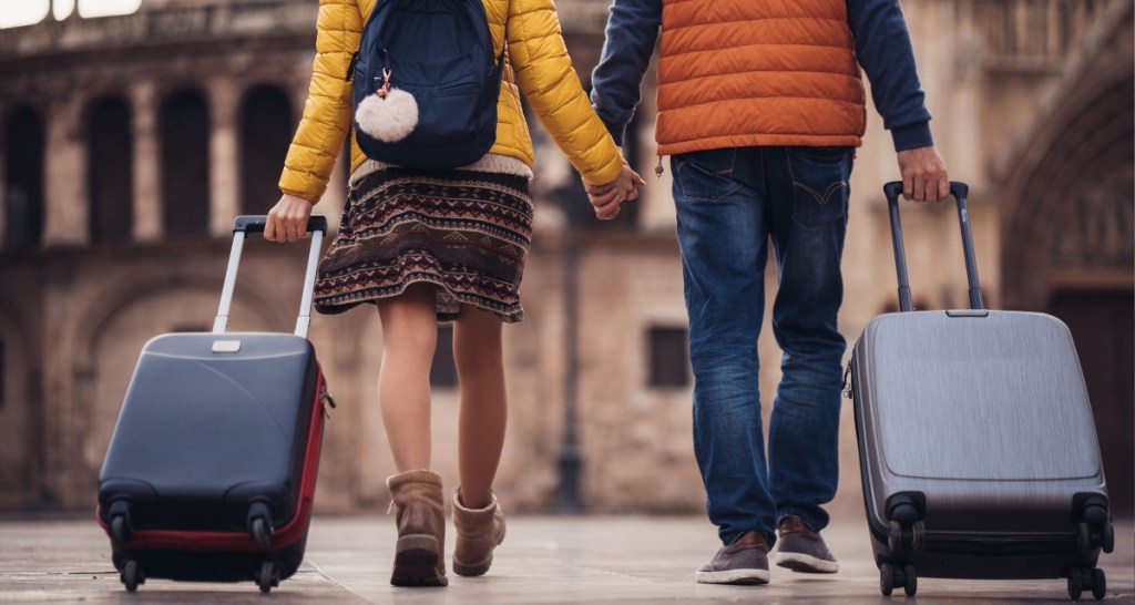 A couple traveling in Europe.