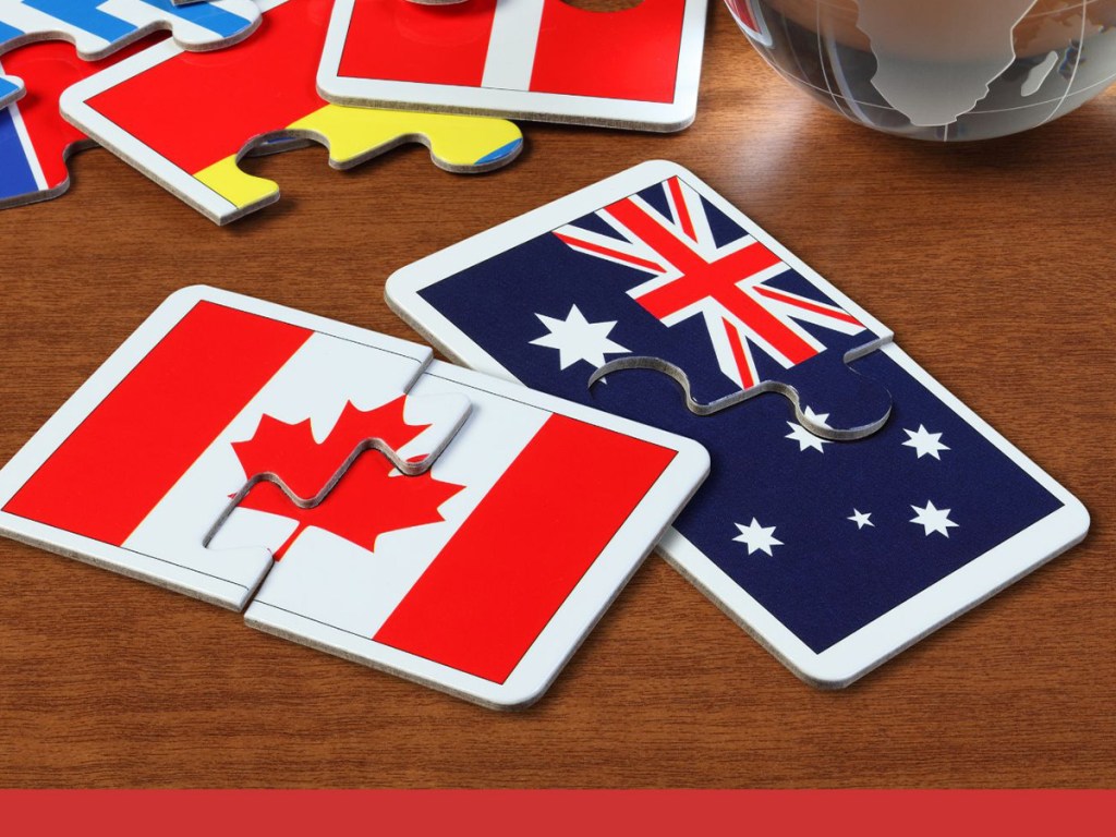 snail mail, Canada, Australia, weddings, flags