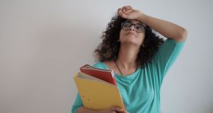 woman, files, tired, midday, exhaustion