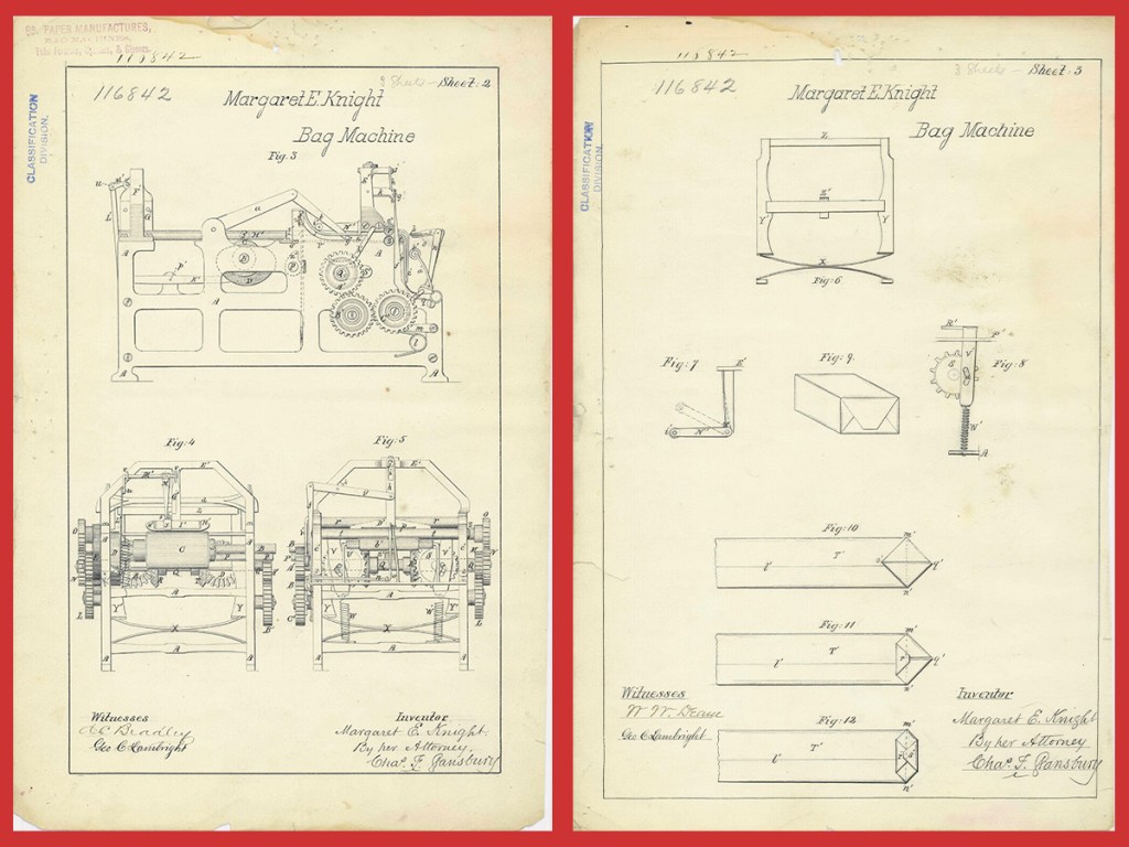 Patent drawing, Bag Machine, 1871, Patent Office