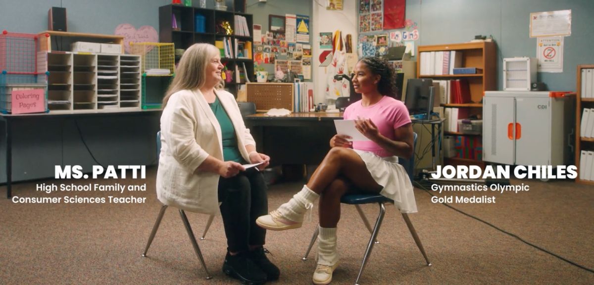 Jordan Chiles reunited with her favorite teacher, Ms. Patti.