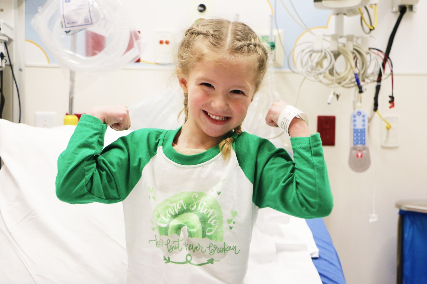 Clara at Shriners Children's showing her strength.