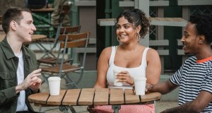 men, woman, table, coffee, Fika