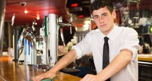 bartender, tending bar, observant, bar, restaurant