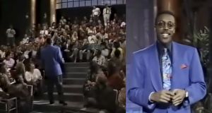 arsenio hall, man, audience, blue suit, glasses