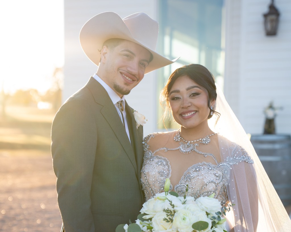 Cindy and her husband on their wedding day.