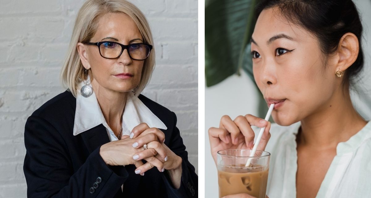 gen z, iced coffee at job interview, ice coffee