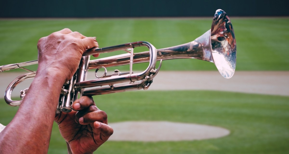 trumpet, baseball game, national anthem