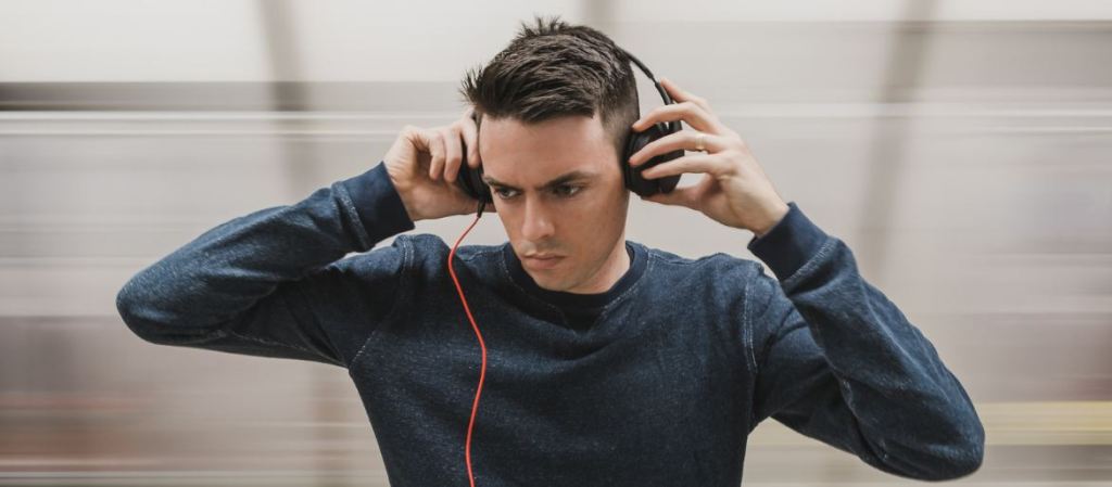 man, headphones, subway, train, man with headphones