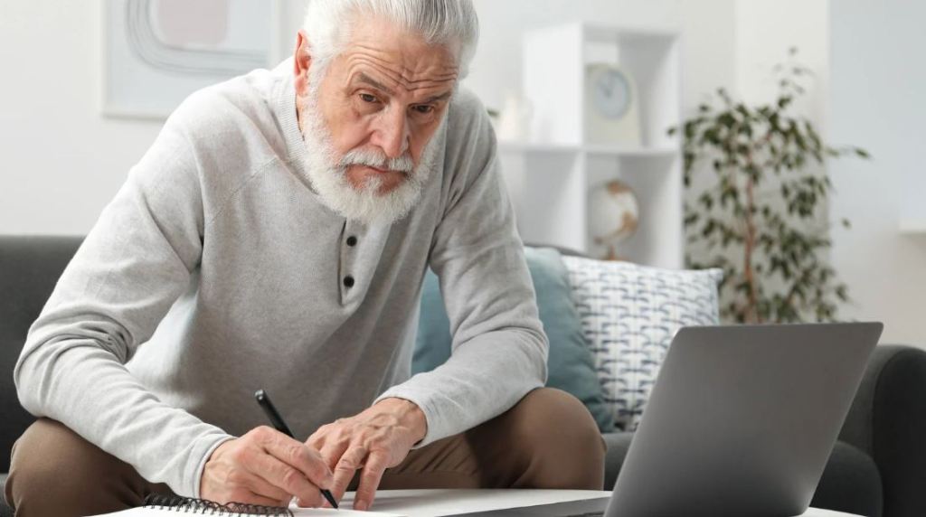 bucket list, reverse bucket list, elderly man, grey hair, man writing