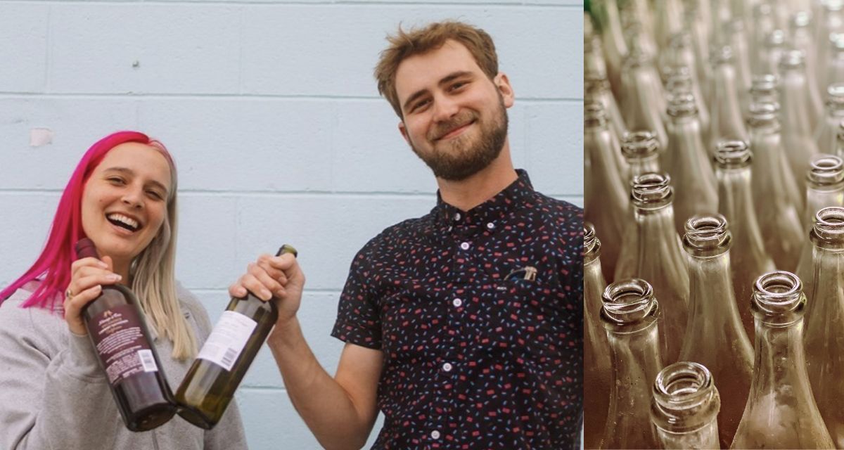 woman, man, wine, shirt, glass bottles