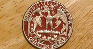 red quarter, red quarters, red painted quarter, painted quarters, rare quarter
