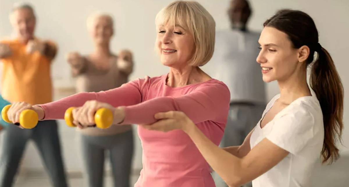exercise, strength training, personal trainer, senior citizen, weights