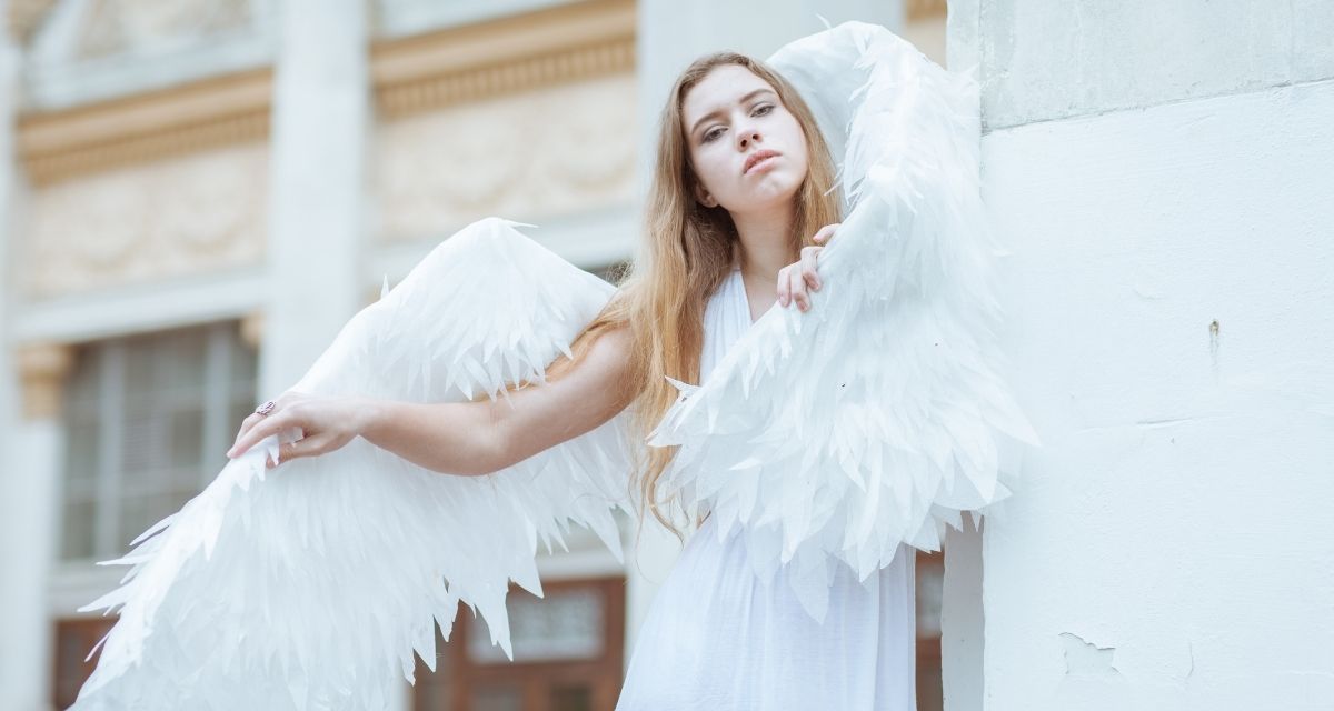 woman, angel wings, feminism