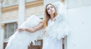 woman, angel wings, feminism