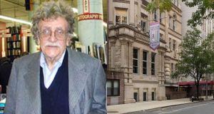 man, bookstore, jacket, glasses, Kurt Vonnegut