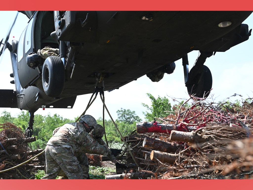 Louisiana National Guard, harness, tree bundle