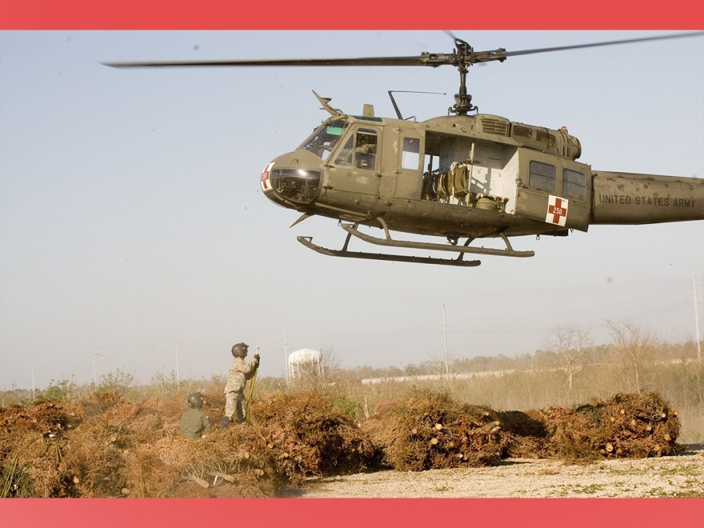 Louisiana National Guard, Christmas tree, helicopter, Bayou Sauvage