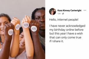 Kara Cartwright's birthday post