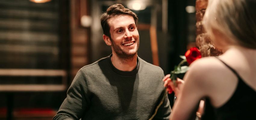 happy first date, attentive man, smiling man