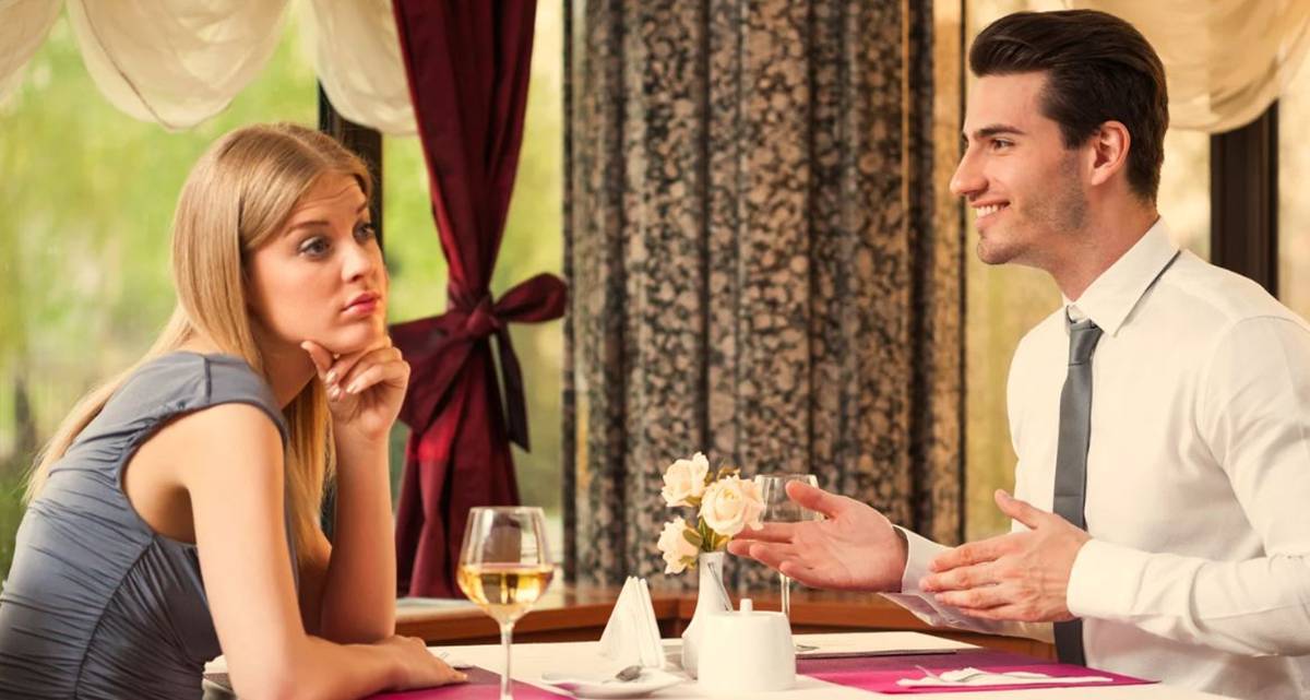 bored woman, bad date, bad first date, selfish man, tired woman