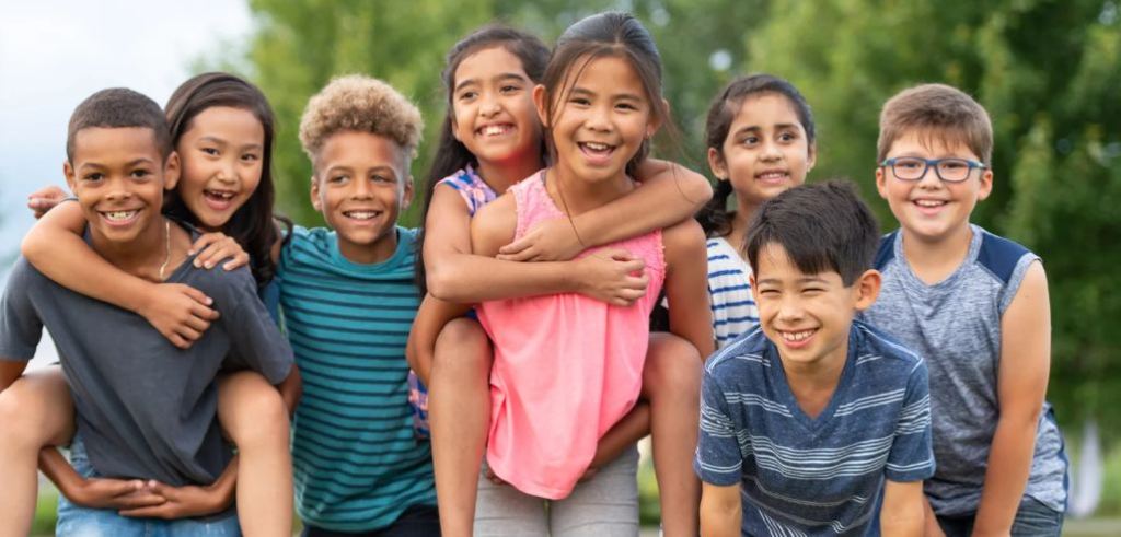 happy kids, kids hugging, smiling kids