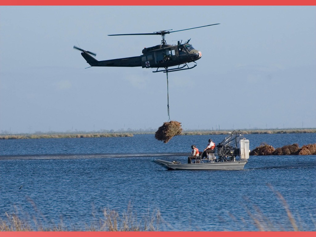 helicopter, tree bundle, New Orleans