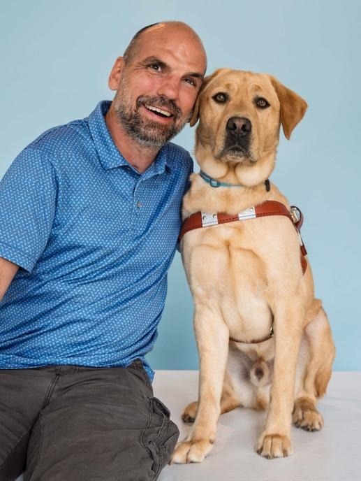 A car accident took his eyesight in 2023. His yellow lab guide dog, Keanu, gave it back to him.